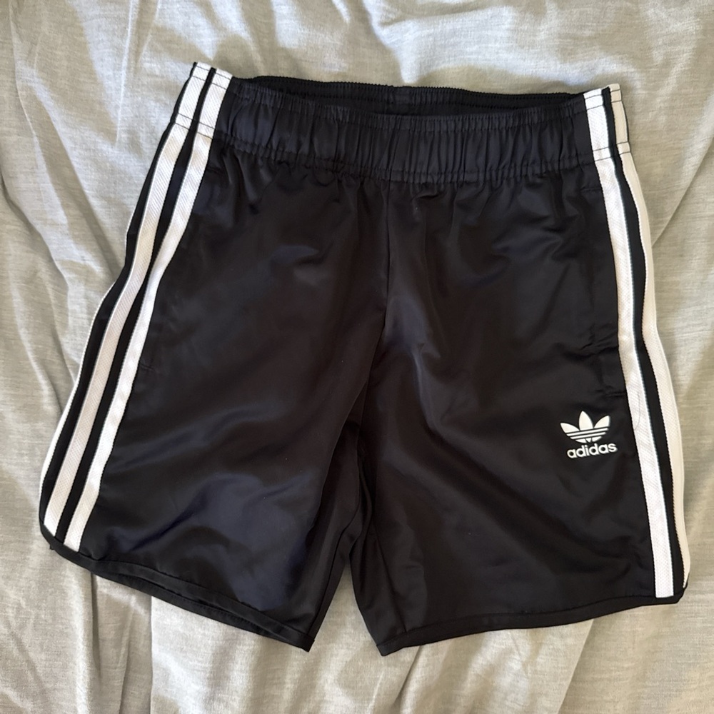 Adidas Black Shorts with White Stripes